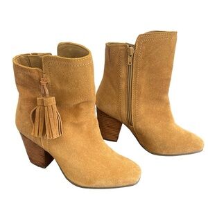 HUSH PUPPIES Brown Vegan Suede Ankle Boots withTassels